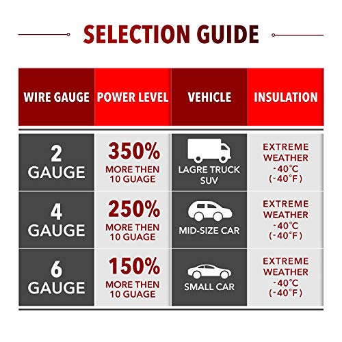 TWING Jumper Cables 2 Gauge 20 Feet Booster Cable for Battery Emergency 2AWG 20Ft Heavy Duty Long Enough Strong Clips