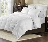 Millihome DownluxeTM All Season Europen White Down Comforter,Duvet Insert,Baffle Box,600 Fill Power, 350 Thread Count 100% Egyptian Cotton Fabric,Full/Queen Size