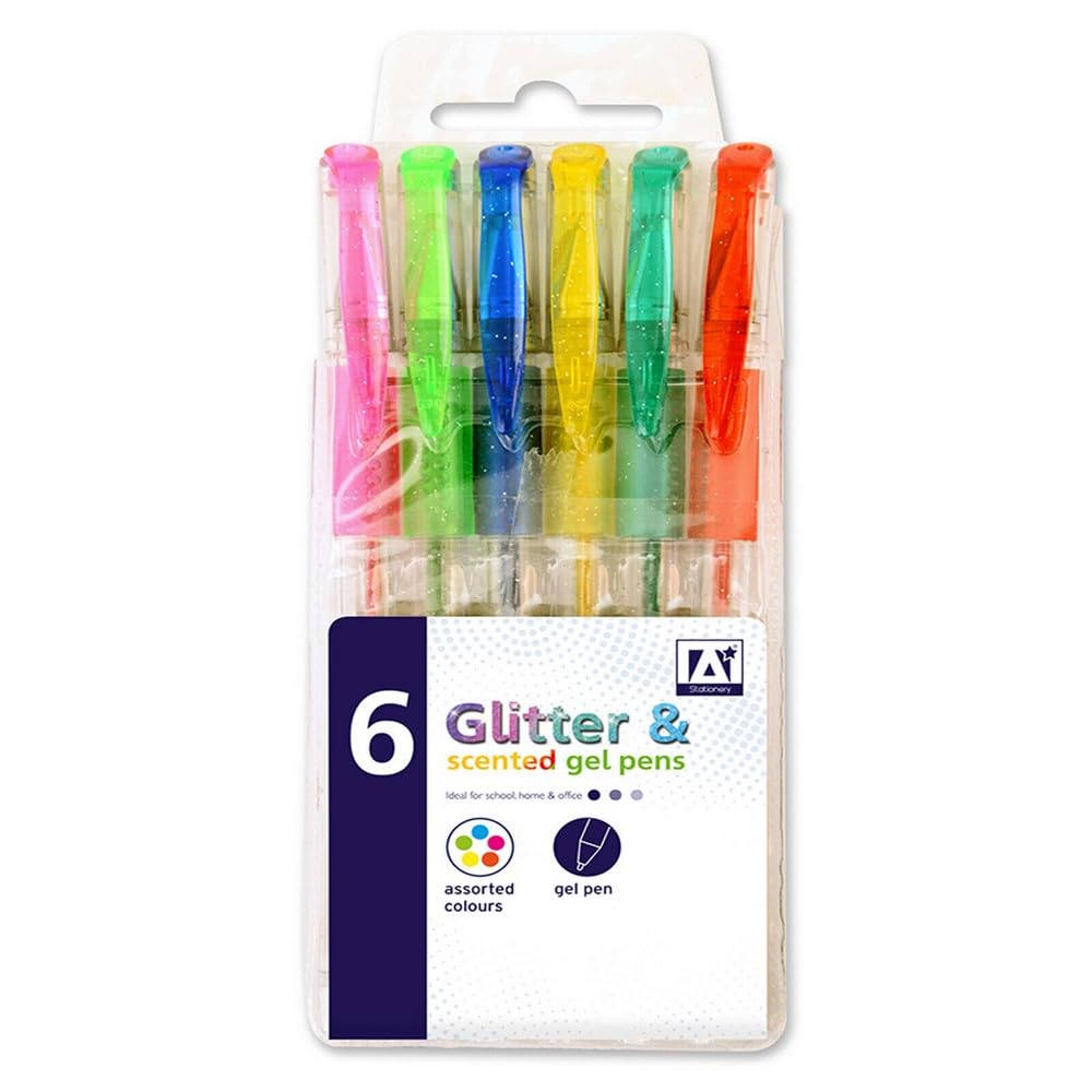 Anker International Stationary Glitter/Scented Gel Pens (Pack of 6)