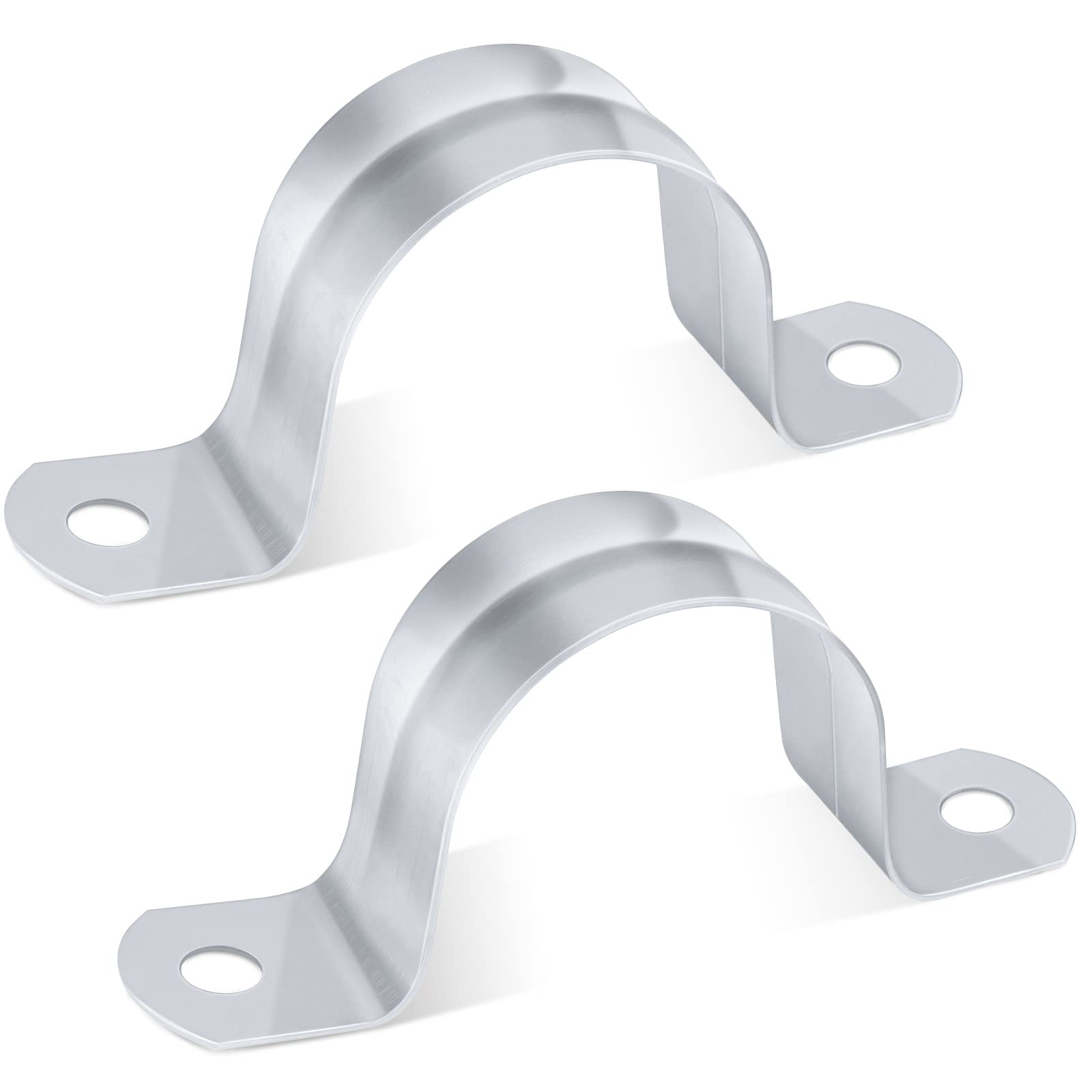 40MM Pipe Strap Clamp 20pcs, Leryati 304 Stainless Steel U Bracket 2 Hole Tube Strap, U-Tube Clamp Pipe Strap Clamp Holder Brackets Saddle Clip, Pipe Clips Connecting Ring Hose Clamp