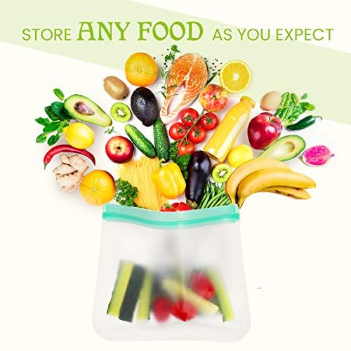 Reusable Food Storage Bags, Godmorn 10 Pack (4 Large Food Bags+4 Sandwich Bags+2 Snacks Bags) Leakproof BPA-Free Reusable Lunch Bags Ziplock Bags, Extra Thick FDA Food Grade Organizer,Freezer Safe