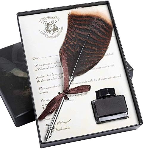 Antique Feather Quill Pen with Ink Set  Feather Dip Pen Calligraphy Writing Quill Pen Set for Kids Friend Birthday Present Set