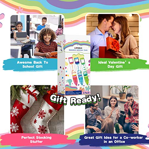 Livond Liquid Timer Pen - Retractable Ballpoint Pen with Colorful Moving Bubbles & Droplets - Relaxing Calming Fidget Sensory Writing Toy for Kids & Adults - Stress Relief - 3-Pack (Red, Green, Blue)