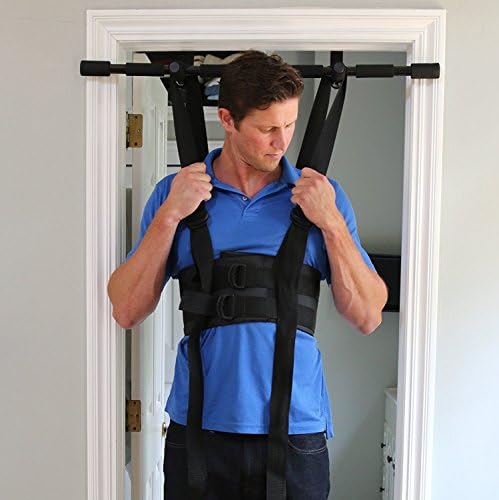 Sit and Decompress - The Ultimate Back Stretcher / Lumbar Traction - Increase your disc spMiss Flora by 20% instantly while in use. (Large Harness With Chin Up Bar)( Fits 42-47 inch chest )