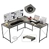 Bestier L Shaped Desk 95.2 Inch with Power Outlet Reversible Corner Office Desk or 2 Person Long Table for Home Large…
