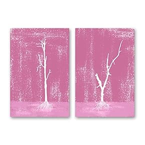 Canvas Wall Art Abstract Trees Pop-up Painting Artwork for Home Prints Framed - 16"x24" x 2 Panels