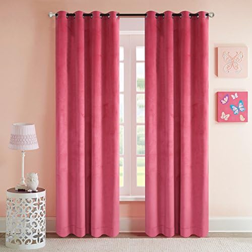Nauxcen Velvet Curtains 50x63 Inch 2 Panels Coral Grommet 60% Blackout Darkening Curtains for Bedroom Living Room