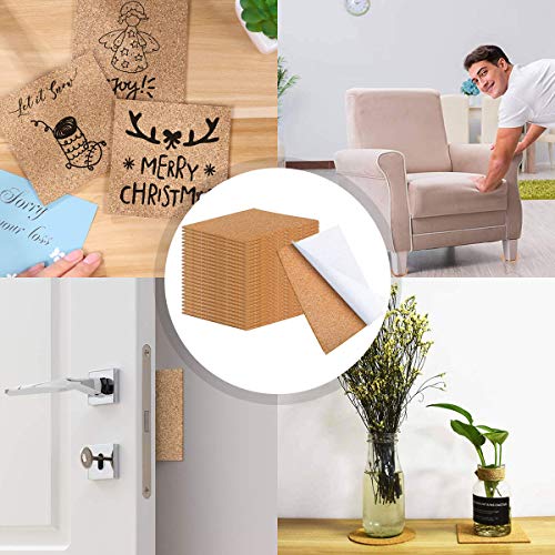 50 Stücke selbstklebende Kork-Quadrate,4"x 4" quadratische Kork-Untersetzer Selbstklebende Korkplatten für Untersetzer und Bastelarbeiten – Bild 8