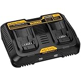 DEWALT 12/20V MAX Battery Charger, Corded, Dual Charging Station, 2-USB Ports Included (DCB102)