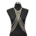 JoJo&Lin Gold Tone Chunky Chain Necklace Cross Harness Body Chain Jewelry with Fine Cuban Link Chain