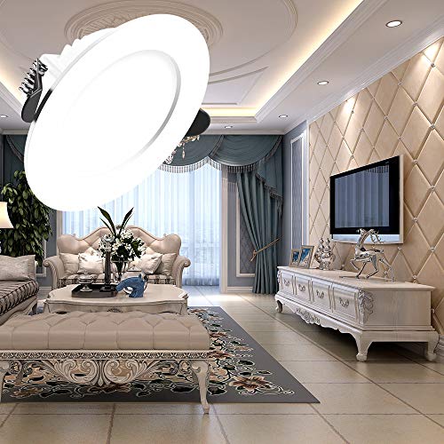 Tofisr LED Recessed Spotlight, Extra Flat, Recessed Ceiling Light, Flat Round, 7 W Equivalent to 70 W, 230 V Cool White 6000 K, for Living Rooms, Kitchen, Pack of 12