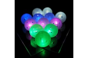 PickleStar Let's Play Tonight LED Light Up Practice Golf Balls Glow in The Dark Hollow Plastic Golf Training Balls 1/2 Glow in The Dark Wiffle, Lit up Plastic Base Balls, Playball