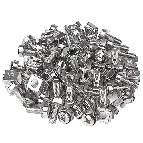 Favordrory 30 Pack M6 x 20mm Rack Mount Cage Nuts, Screws and Washers for Rack Mount Server Cabinet, Rack Mount Server Shelves, Routers (Silver)