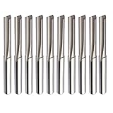 HQMaster 4mm Shank Dia. Double Edged Straight Router Bits Straight End Mill Milling Cutter 2 Flutes CNC Cutting Tungsten Steel Straight Slot Bit CEL 22mm, OAL 45mm, Pack of 10