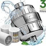 12 Stage Shower Water Filter with Vitamin C For Hard Water - 3 Cartridges Included Shower Filters Removes Chlorine Fluoride and Harmful Substances - Showerhead Filter with High Output