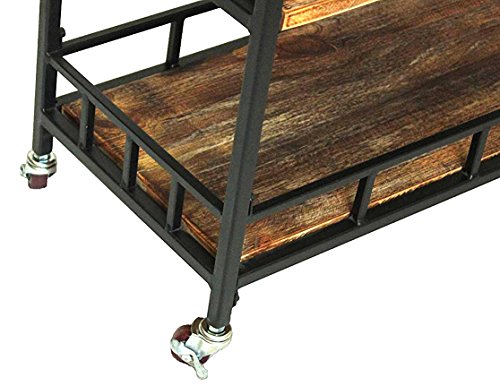 Diwhy Industrial 3 Tier Rolling Utility Storage Cart Wine Beverage Rolling Wood and Metal Wine Rack with Wheels Kicthen Bar Dining Room Tea Wine Holder Serving Cart