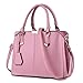 TianHengYi Womens Candy Colors Faux Leather Top-handle Handbag Shoulder Bag with Removable Long Strap Pink