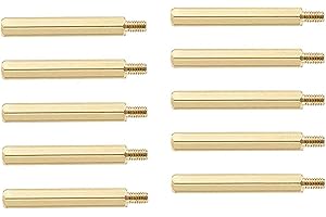 LAGOGIA Male to Female Thread Spacer Screws Brass Hex Standoff M3 x 60mm + 6mm PCB Pillar for Drone Quadcopter, Computer and Circuit Board, Pack of 10, Gold