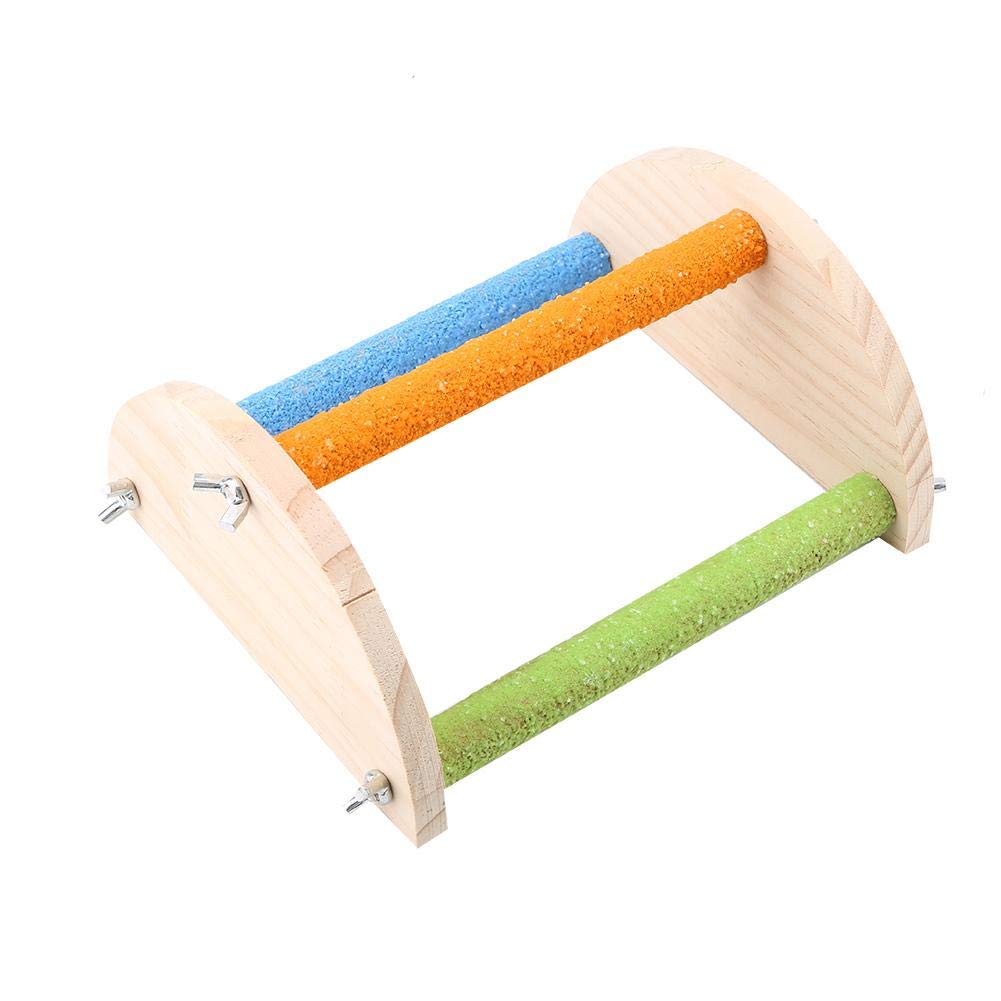Natural Wooden Perch Wood Platform Stand Swing Toy Branch Cage Accessory for Birds Parrot Training(Semicircle Type)