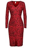 ANGVNS Womens Long Sleeves Printed Bodycon Stretchy Midi Dress