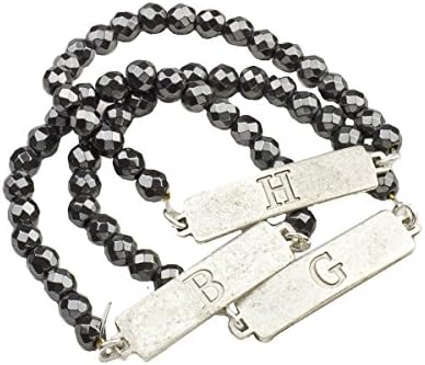 John Wind, Hematite Stretch ID Bracelet, Silver (K)