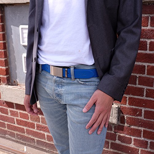 Falari Men's Dress Belt Jeans Belt Genuine Leather 9026-BLUE-XL44