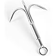 Grappling Hook Grapnel Hook, 3-Claw Stainless Steel Tree Climbing Hook, Brunch Limb Retrieving Removal Hook EDC Tool