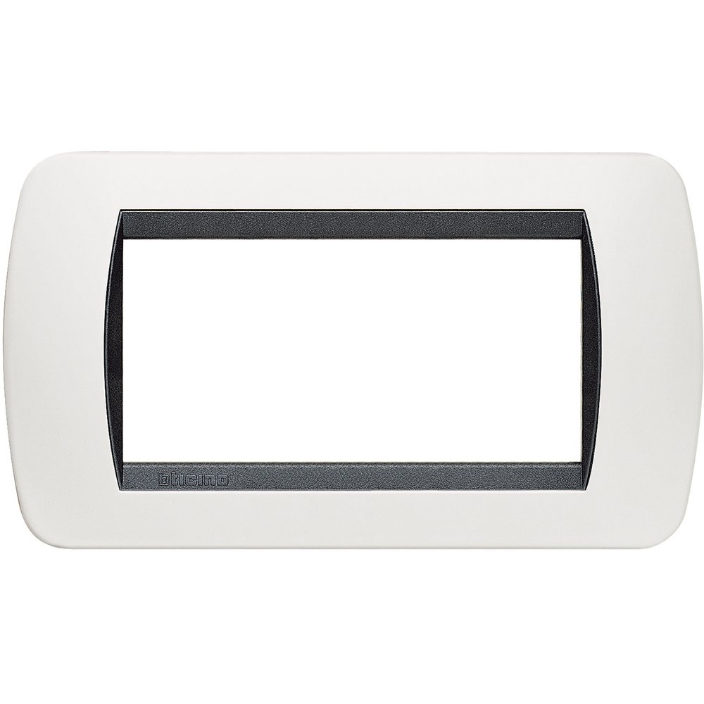 BTicino L4804PA Plate 4 Modules Livinglight, Dark Steel, white, L4804PB