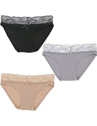 Intimates Lacey Women's Bikini Panties (3 PR) Grey, Nude, Black