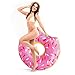 4-foot Jumbo Swimming Pool Donut Float, Strawberry Frosted and Rainbow Sprinkles, Inflatable Water Raft by Sol Coastal