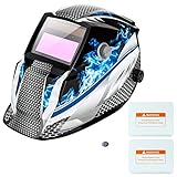 Z ZTDM Welding Helmet Mask Solar Auto Darkening,Adjustable Shade Range DIN 9-13/Rest DIN 4,Welder Protective Gear ARC MIG TIG,2pcs Extra Lens+CR2032 Battery,CE EN379 ANSI Z87.1 Approved (Blue Racer)