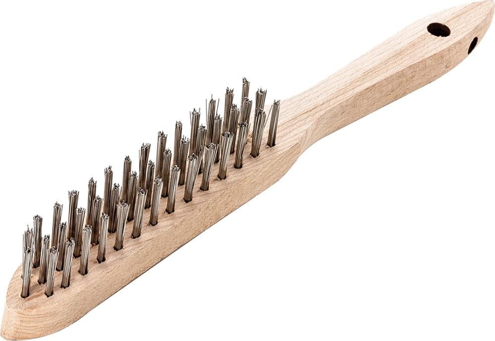 Lessmann Hand Wire Brush 3 Rows Steel Wire Smooth Wire Design