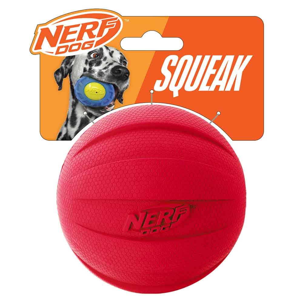 Nerf Dog Squeak Ball, 4.25-Inch, Red