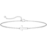 Moodear Valentines Day Gifts for Her, Dainty 925 Sterling Silver/14k Gold Plated CZ Cross Bracelet Layered Snake Pearl Chain Knot Bracelets for Women Trendy Religious Christian Jewelry