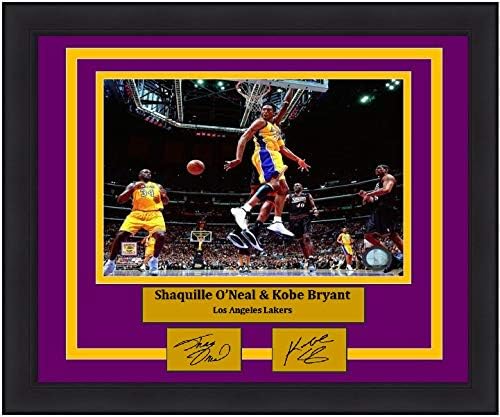 Lakers Shaquille O'Neal & Kobe Bryant 8" x 10" Framed and Matted Basketball Photo with Engraved Autographs