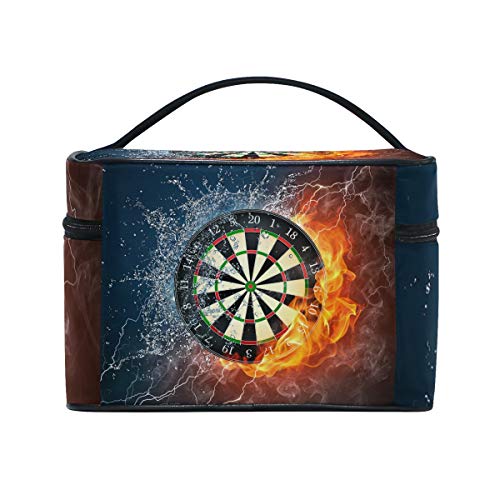 LORVIES Darts Board Cosmetic Bag Canvas Travel Toiletry Bag Top Handle Single Layer Makeup Bag Organizer Multi-function Cosmetic Case for Women