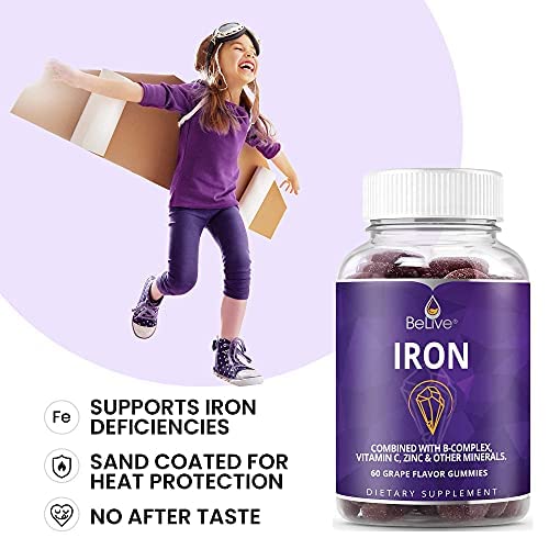BeLive Iron Gummies with Vitamin C, A, B Complex, & Folate