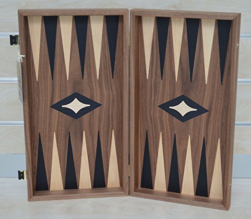 Manopoulos Walnut Wood Backgammon Set - Handmade in Greece