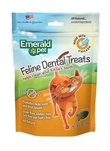 Emerald Pet Cat Chicken Dental Grain Free Treats, 3-Ounce