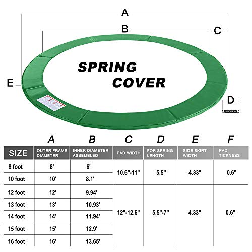 Exacme Trampoline Replacement Safety Spring Cover Round Frame Pad without Holes(Green, 15 Foot) - Thumbnail 3