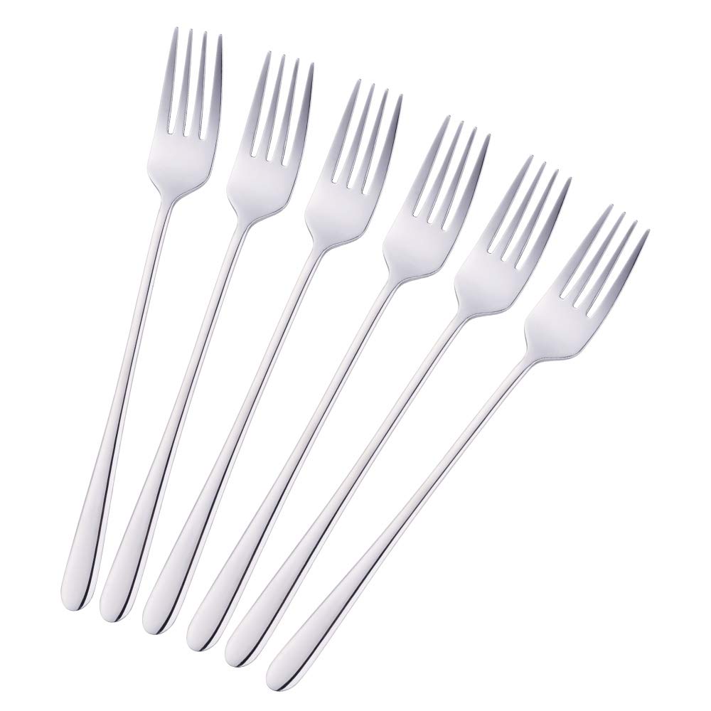 BISDARUN Stainless Steel Dinner Forks Pack of 6 Silver Table Forks Long Handle 21.3 cm(8.4 inches) Korean Cutlery Forks set for Steak Meat