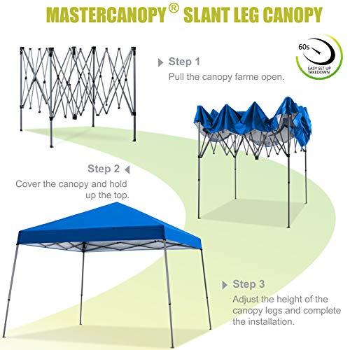 MasterCanopy Slant Leg Pop Baldachin Zelt Instant Outdoor Baldachin Einfache Einrichtung Faltschutz,Blau – Bild 3