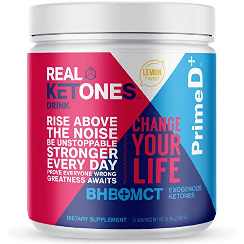 Real Ketones Prime D+ BHB (Beta-Hydroxybuterate) and MCT Exogenous Ketone Powder Supports Ketogenic Diet, Energy Boost, Mental Clarity (Lemon Twist) (56 Serving)