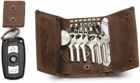Men's Genuine Leather 7 Hook Key Case Car Key Holder Wallet Coin Purse
