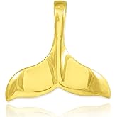 Solid 14K Yellow Gold Whale Tail Pendant or Charm (9/10" Long)