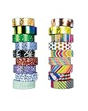 Washi Tape set 18 rolls by Tanpopo Art -Contemporary Collection | Rainbow Colors with Modern Unique Design Tapes