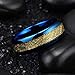 King Will Meteor Mens 8mm Blue Tungsten Carbide Sliver/Gold Meteorite Inlay Domed High Polished Ring