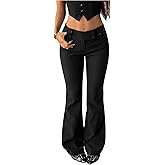Milumia Women's Wide Leg Bell Bottom Dress Pants Old Money Low Waist Wide Waistband Work Office Trousers