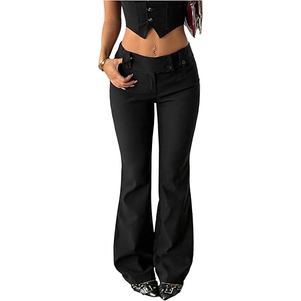 slim fit dress slacks Sans Faff Lizzy Flared Trouser in Black