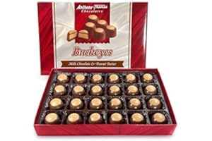 ANTHONY-THOMAS Anthony Thomas, Great Tasting Peanut Butter & Milk Chocolate Buckeyes in Regular Box, Deliciously Delightful Snacks (24 Count)